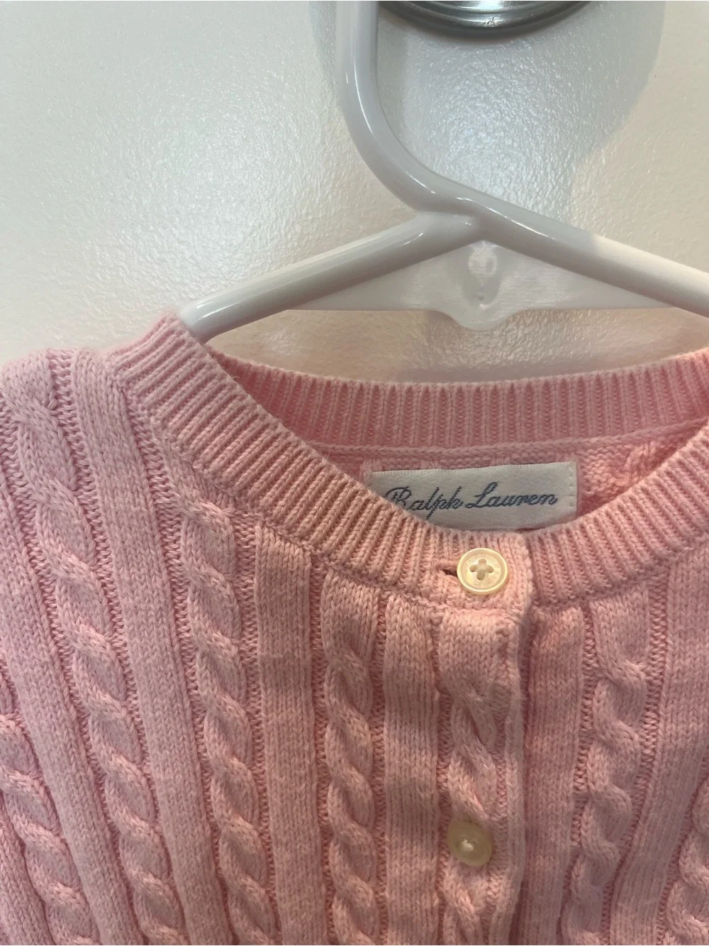 Ralph Lauren Light Pink Cotton Mini Cable Cardigan - 18 Months 🎀